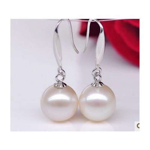 Free shipping luxury Noble jewelry Genuine 9.5-10mm AAA+++ Akoya Natural White Pearl Earrings