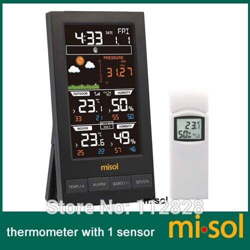 Wireless weather station with 1 sensor, 3 channels, color screen