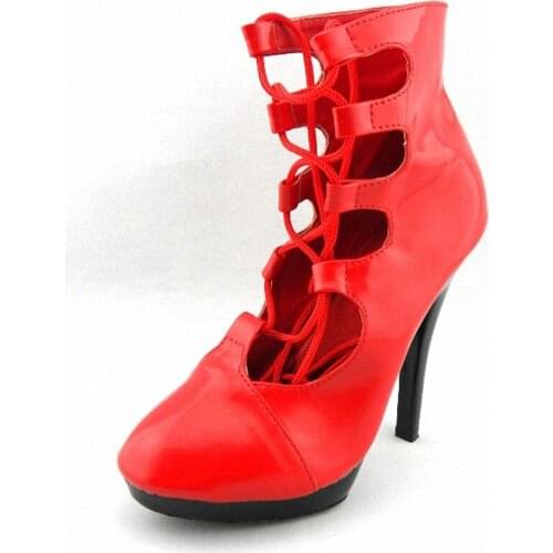 Sexy Comfortable Cut-Outs 13cm Short-Leg High-Heeled Shoes Sexy Boots 4 Inch Womens Ankle Boots Club Heels
