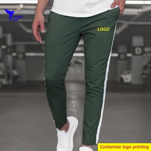 Custom LOGO Quick Dry Running Jogging Pants Men Bodybuilding Joggers Trousers Slim Fit Gym Fitness Sportswear Training Bottoms