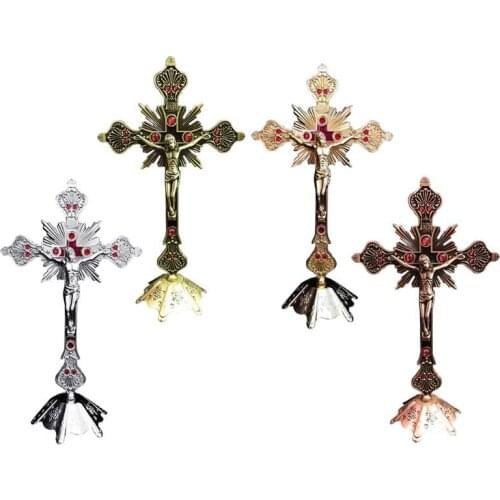 Church Relics Figurines Crucifix Jesus Christ Prayer on the Stand Cross Wall Antique Home Chapel Decoration