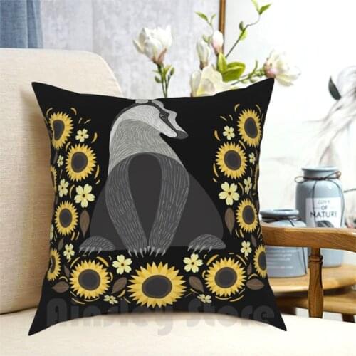 Badgerheart Pillow Case Printed Home Soft DIY Pillow cover Badger Flower Flowers Cottagecore Forest Woodland Woodland