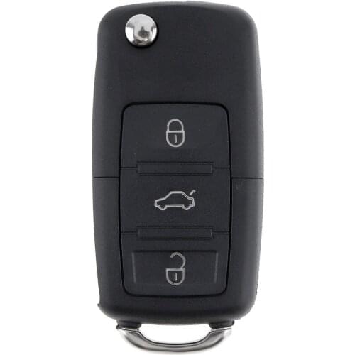 Black 3 Buttons Smart Car Remote Replacement Key Case No Chip with Uncut Car Flip Key Fit for Volkswagen B5 Automobile Vehicle
