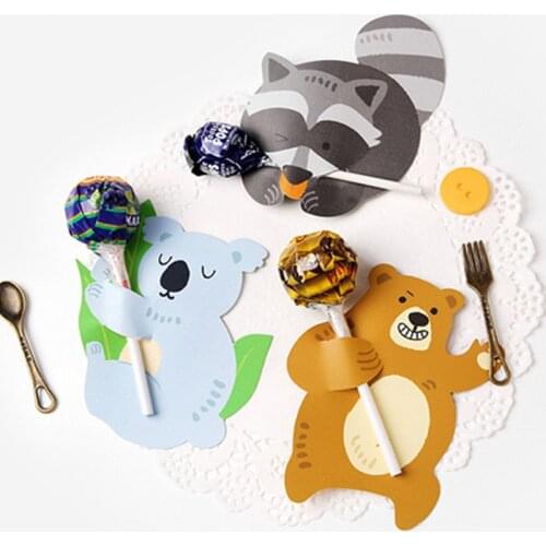 50Pcs Cute Animal Duck Bear Candy Lollipop Decoration Cards Wedding Kids Birthday Party Supplies Candy Gift Accessories Rabbit
