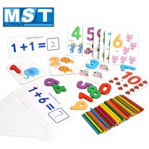 Kids Mathematics Counting Numbers Sticks Learning Educational Match Toys Wood Math Toy Cardboard Addition Subtraction Games Gift