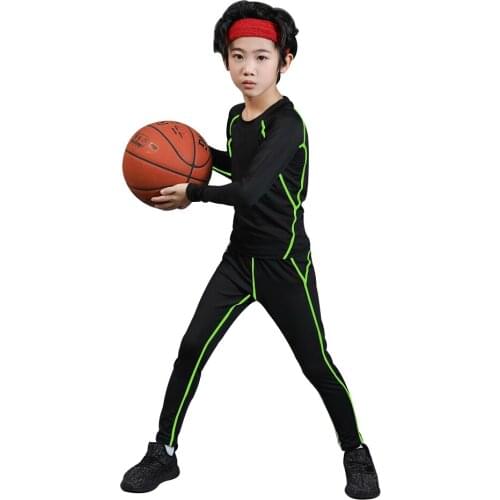 Kids Boxing Compression Set Jersey + Pants Kids Running Basketball T-shirts Tight Teenage Pants Sportswear MMA Rashguard