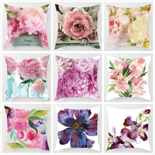 Euro Style Home Decor Cushion Cover Rose Flower Throw Pillow C for sofa Mediterranean style pillow case for Mothers' Day