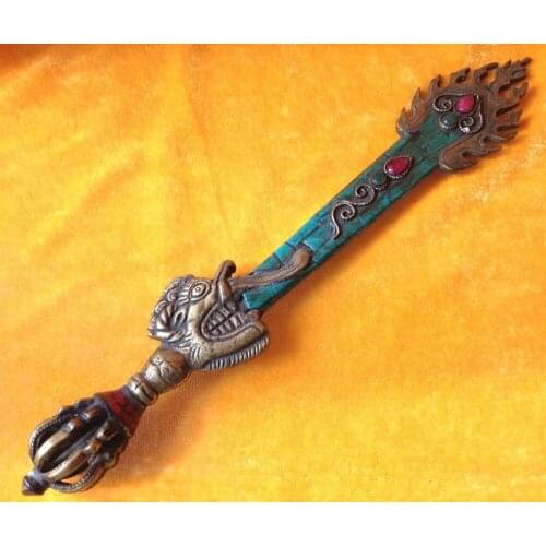 Exquisite Chinese antique collectable buddhist weapon copper sword pestle