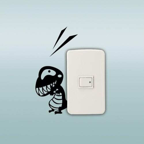 Klong-11 Creative Dinosaur Light Switch Sticker Funny Cartoon Animal Wall Sticker for Kids Room Room Home Wallpaper