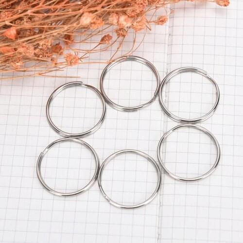 25mm Stainless Steel Hole Key Ring Key Chain Rhodium Round Split Keychain Bag Accessories 50/100Pcs