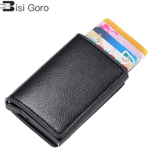 BISI GORO Bank Card Wallets Men Credit Card Holders Business ID Card Case Fashion Automatic RFID Card Holder Aluminium Purse