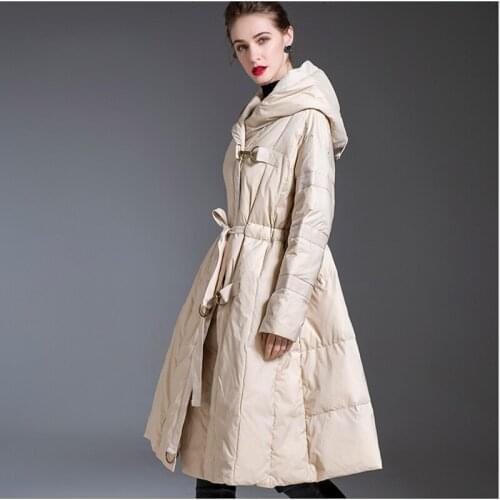 2020 winter new fashion padded mid-length down jacket lady Korean style coat a-line big hem puffy cloak skirt down jackets women
