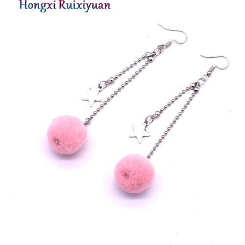 Fashion earrings exquisite bead chain long section ladies earrings charm alloy 5 point star bohemian party long earrings jewelry