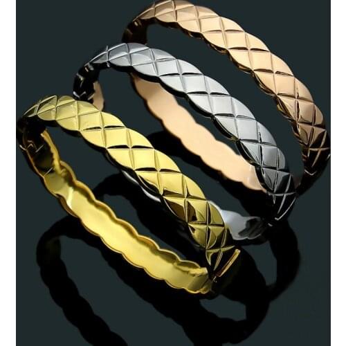 Fashion Cutting Grain Rose Gold Color / Silver Color / Gold Color Stainless Steel Bangle