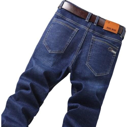 2019 Fashion Jeans Mens Slim Fit Pants Business Classic Stretch Jeans Male Cotton Solid Casual Trousers Straight Denim Pants Men