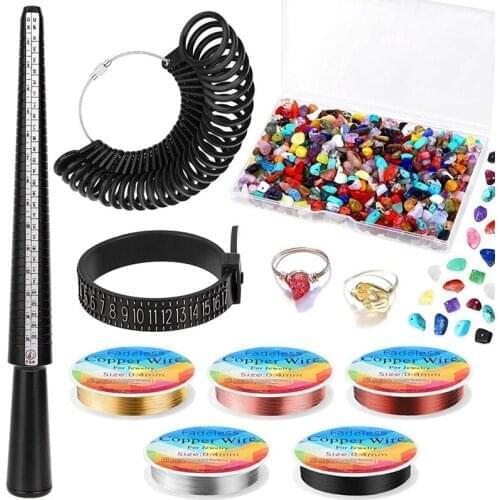 Ring Making Kit Crystals for Jewelry Making Kit Jewelry Making Supplies with Ring Sizer Tools for Jewelry Making Craft