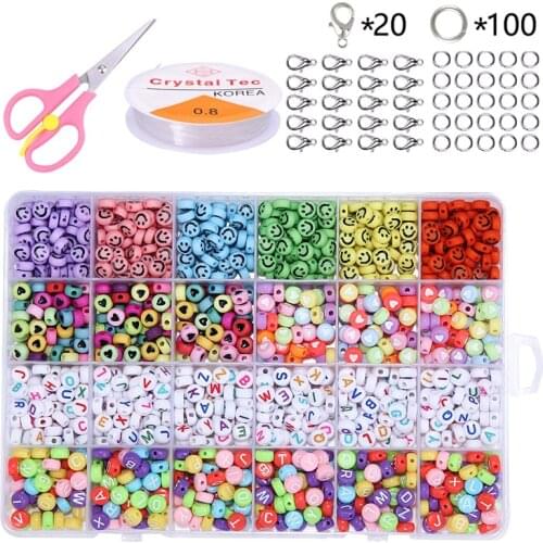 1620pcs English Letters Acrylic Beads With Square Flat Bead For Jewelry Making Charm Bracelet Necklace Plastic Letter Beads