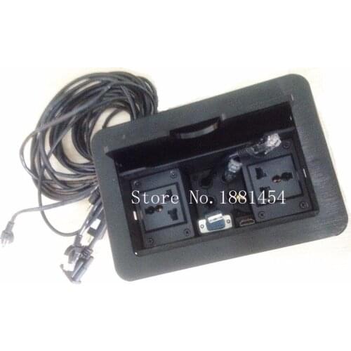Conference Table Connectivity Box AC Power Outlet & HDMIx2/USBx1/RJ45x2/3.5mmx1 Cables free shipping by DHL
