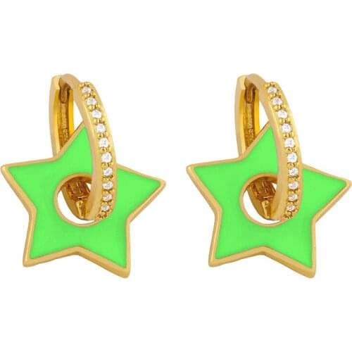 New Fashion Pentacle Shape Oil Dripping Small Fresh Earrings