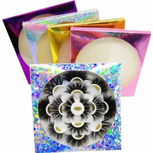 New Mink Eyelashes Extension 7 Pairs Messy Fluffy Crisscross 25mm False Mink Lashes Pack Faux Cils in Bulk Eyelash Packaging