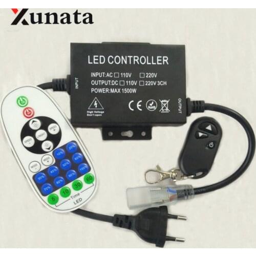 New 110V 220V dimmer with 3key/23key wireless RF remote single color controller 1500W EU plug/US plug