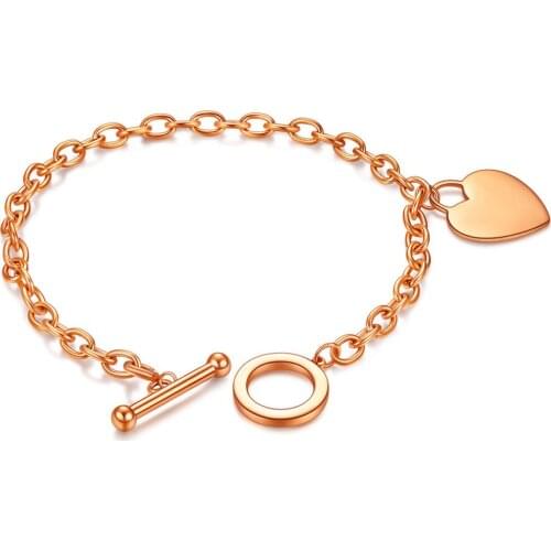 O Link Chain Bracelet Charms Heart OT Buckle Button Stainless Steel Material Jewelry Diy Crafts Gift Women