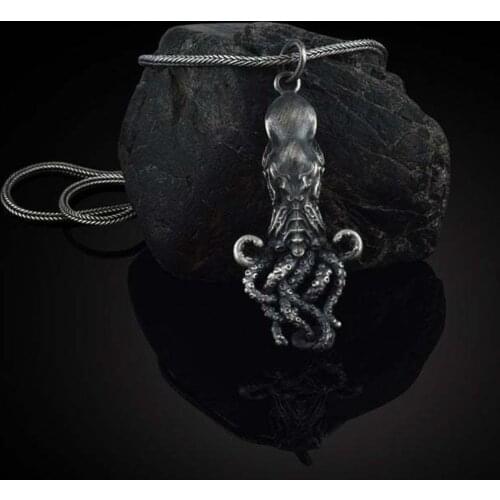 Octopus Sea Monster Pendant Necklace Cthulhu Mythos Mens Necklace Pure Tin Anti-oxidation Jewelry 2021 Trend