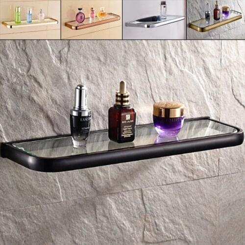 Bathroom Shelves Kitchen Wall Shelf Shower Storage Rack Bathroom Accessories 50cm Length Brass Black/Gold/Silver/Antique/Rose G