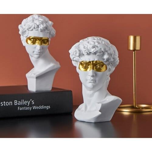 Black White David Greek Sculpture Resin Head Statue Home Decoration Accessories for Living Room Modern Art Desk Decoration Craft