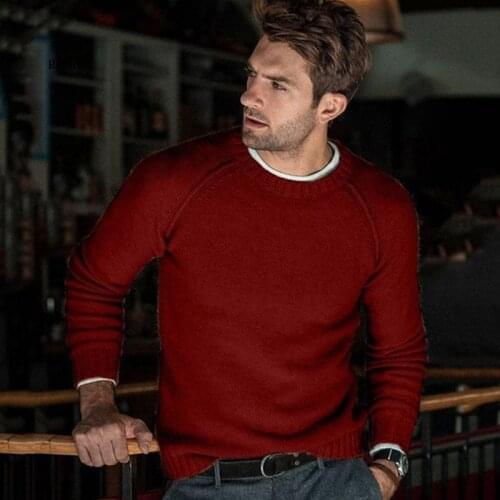 New Fashion Wool Sweater Men Autumn Winter Fashion Knitted Pullover Male Solid Slim Fit Round Neck Sweater Tops