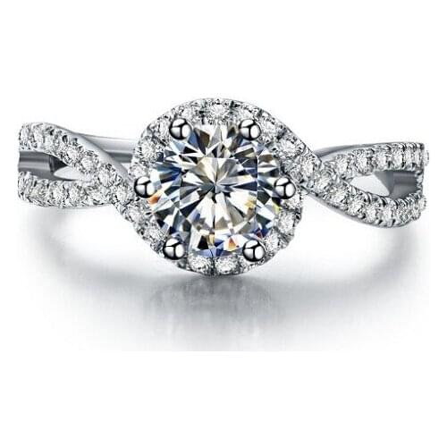 Solid 18K White Gold AU750 Ring 1CT Natural Moissanite Women Ring Fine Jewelry For Valentine Lasting Forever