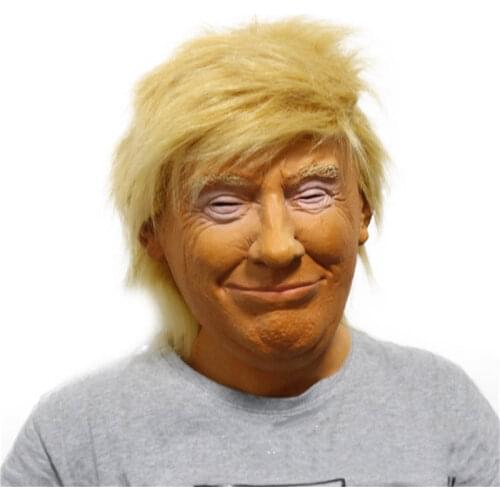 Funny Realistic President Trump Latex Full Head Hair Face Mask Halloween Costume Party Cosplay Prop Donald Masquerade Dress Up