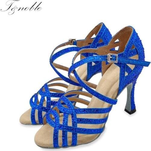 Hot Dance Shoes Latin Woman Salsa Bachata Dancing Shoes Gold Blue Soft High Heels Sexy Wedding Shoes Ballroom Stylish Sandals
