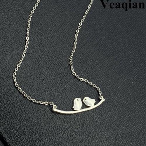 1 new double bird alloy pendant necklace, love symbol necklace, ladies jewelry gift