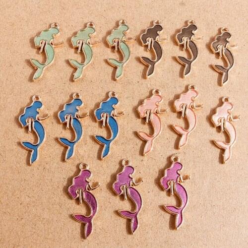 10pcs 12*29mm 5 Colors Enamel Mermaid Charms for Making Pendants Necklaces Drop Earrings Keychain DIY Jewelry Findings Accessory