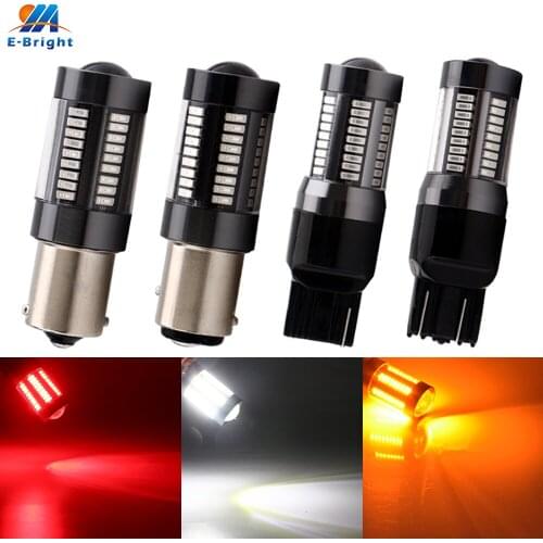 2pcs T20 Led 4014 66 SMD 1156 BA15S 1157 BAY15D 7440 7443 3156 3157 Car Light Bulbs Turn Signal Brake Lights White Red Amber