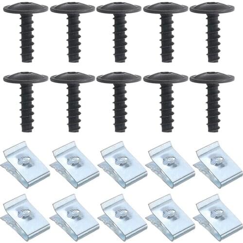 20pcs Car Chassis Engine Guard Metal U-shape Screw Nut Clamp Washers Fastener Clips Kit For Ford For BMW