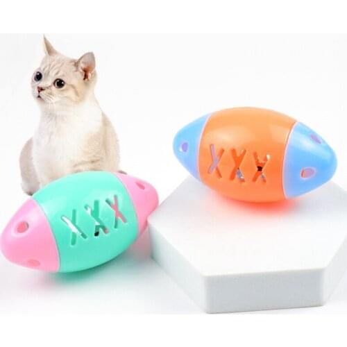 3pcs Cat Hollow Football Toys with Bell Ring Plastic Playing Chew Rattle Scratch Ball Interactive Cat Training Toys Pet Supply