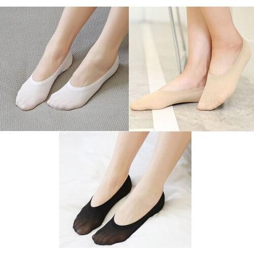 5 Pairs/Set Women Silicone Non-slip Invisible Socks Summer Autumn Solid Color Cotton Ankle Boat Socks Female Slipper No Show Sox