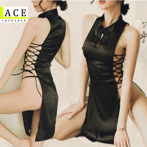 Retro Black Sexy Split Perspective Nightdress Womens Devil Cosplay Lingerie Lolita Vampire Hollow Out Costumes Fancy Dress