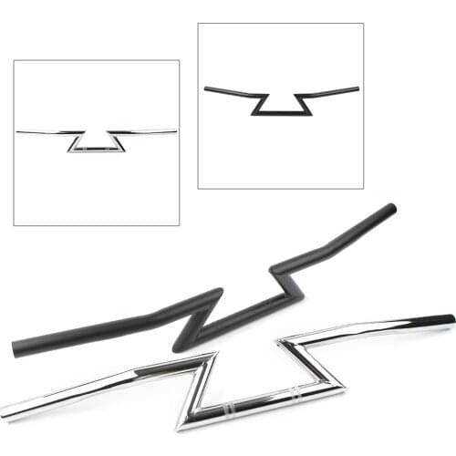 1" 25mm Motorcycle Handlebars Z Bar Handle Drag Bars For Harley Honda Yamaha Suzuki Universal Black/Chrome Steel