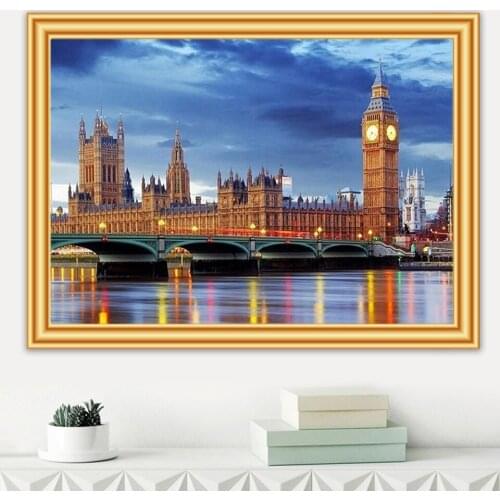 DIY 5D Diamond Painting London Big Ben Landscape Cross Stitch Kit Full Drill Square Embroidery Mosaic Picture Home Decor Gift