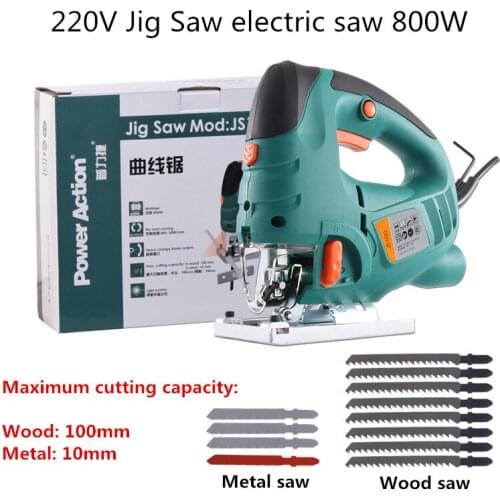 220V Electric Jig Saw Woodworking Power Tools Laser Chainsaw Cutting Machine 800W with 12pcs Saw Blade Y