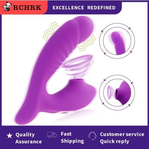 Clitoral Sucking G Spot Dildo Vibrator with 10 Powerful Modes Clit Sucker Rechargeable Clitoris Stimulator SM Sex Toys for Women