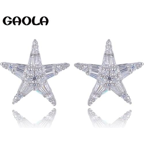 GAOLA Cute Romatic Star Shape Austria Cubic Zirconia Stud Earrings Party Gift boucle d'oreille femme GLE3819