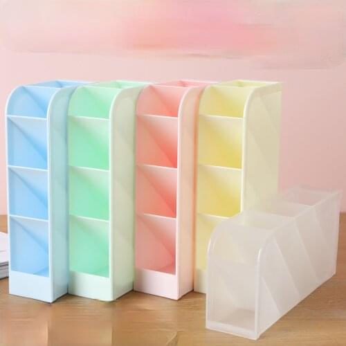 Macaroon Colors Large Capacity Desk Pen Holder Pencil Makeup Storage 5 Grid School Office Accessories Stationery Organizer