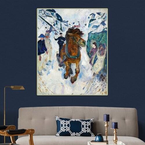Galloping Horse, 1910, by Edvard Munch Canvas Art Oil Painting Artwork Aesthetic Picture Wall Hanging Decor Home Decoration