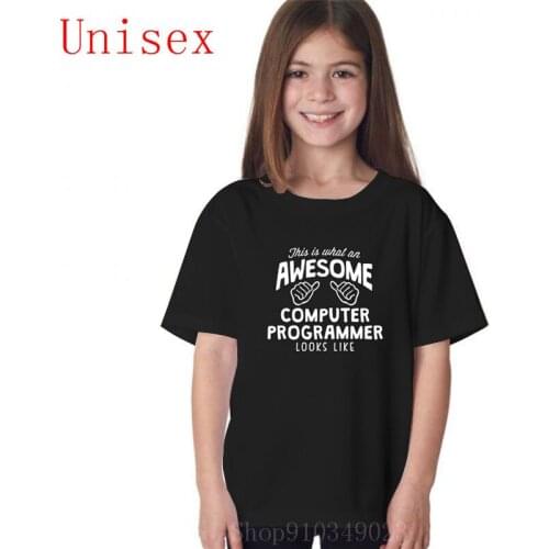 Awesome Computer Programmer Looks Like Children Casual Comfortable T Shirt Fashion 100%Cotton Short Sleeve Shirts For Boys