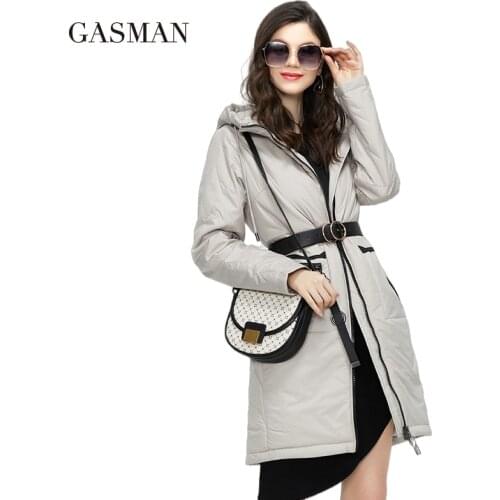 GASMAN 2021 New Spring Autumn Jacket Trench coat women long parka Thin Cotton Fashion Warm high quality womens jackets 81872