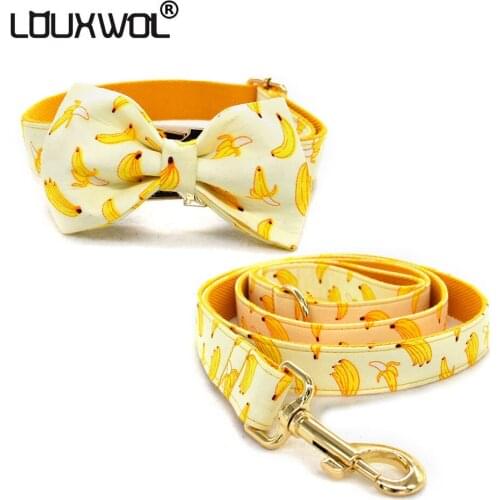 LOUXWOL Bow tie Dog Collar Adjustable Webbing & Cotton Collar Leash Set for Dogs Small Medium Large Pet Supplies Dog Accessories